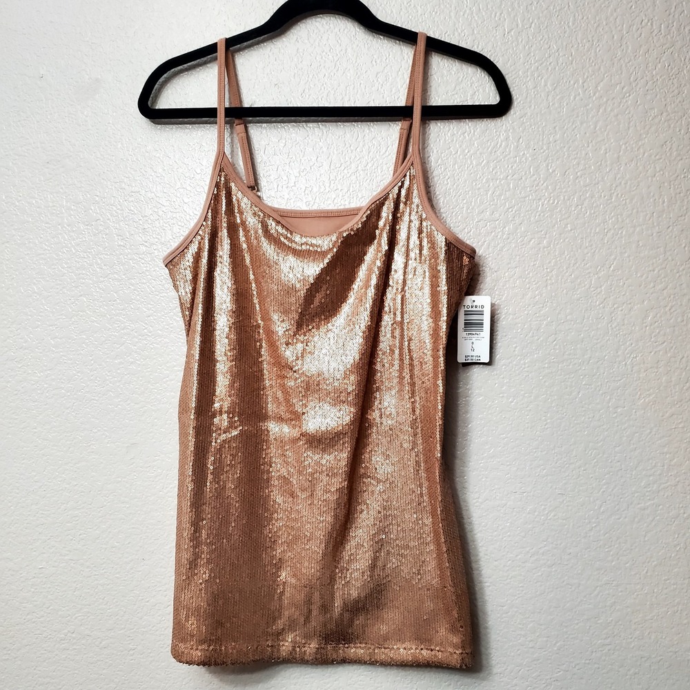 Torrid ◇ Gold Foxy Cami Sequins Tank Top ◇ Size 0 ◇‎ NWT